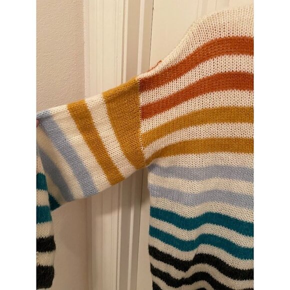 Entro Multicolor Striped Sweater Women's sz L long Balloon  sleeve‎ - Picture 3 of 12